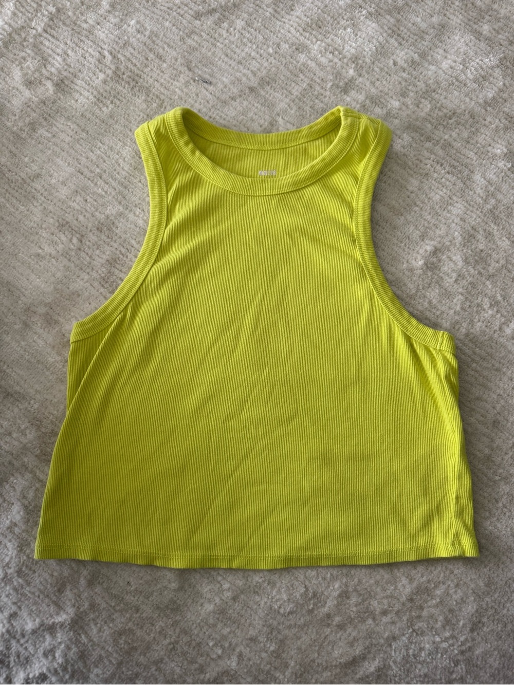 Anthropologie Neon Yellow Ribbed Cropped Tank